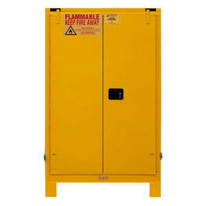 Durham FM Approved 45 Gallon, Self Closing, Yellow Flammable Safety Cabinet with Legs - 1045SL-50