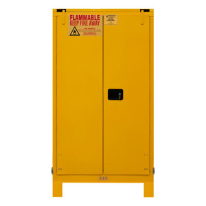 Durham FM Approved 60 Gallon, Self Closing, Yellow Flammable Safety Cabinet with Legs - 1060SL-50