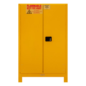 Durham FM Approved 90 Gallon, Manual Closing, Yellow Flammable Safety Cabinet with Legs - 1090ML-50
