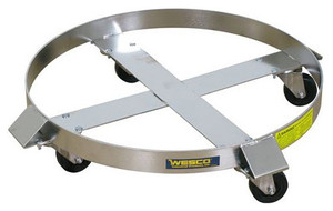 Wesco Stainless Steel Drum Dolly SS8-HRZ, 27" Inside Diameter, 900 lb. Capacity, Zinc Plate Caster Rig, 3" Hard Rubber Casters - 240198