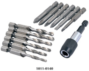 Precise 14 Piece 6-32" - 1/4-20" High Speed Steel 3-In-1 Tap & Drill Kit - 1011-0140