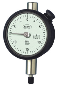 Mahr MarCator Dial Indicator, ANSI/AGD Group 1, Series B, Type 12Q, 0.025" Range, 0.00025" Graduation, 0-5-0 Dial Face - 2011004