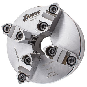 TMX 4-Jaw Plain Back Steel Scroll Chuck, 8in - 3-841-0800P