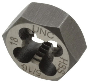 Interstate Hex Rethreading Bolt Die, HSS, 5/16-18 UNC - 73-353-5