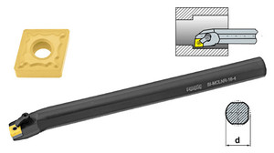 TMX Boring Bar with Coolant Hole, AI-MCLNL 24-4T for Negative 80° CNM Inserts, Left Hand, 1.5" Shank Dia., 14" Length - 6-760-644L