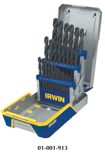 Irwin 29 Piece W9 HSS Black Oxide 1/16"-1/2" x 64ths 135º Point Jobber Length Drill Set - 3018004 - 01-001-913