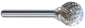 Precise SD-5, 1/2" Cut Diameter, 1/2" Cut Length, Ball Shape Carbide Burr - 3000-0125