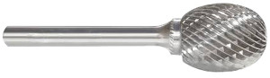 Precise SE-5, 1/2" Cut Diameter, 7/8" Cut Length, Egg Shape Carbide Burr - 3000-0135