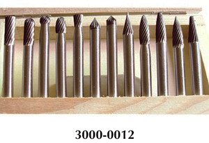 Precise 12 Piece 1/4" Shank Double Cut Carbide Burr Set - 3000-0012