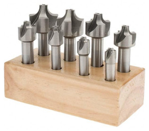 Interstate HSS Corner Rounding End Mill Set, 8 Pieces, 1/16 to 3/8" - 70-154-0