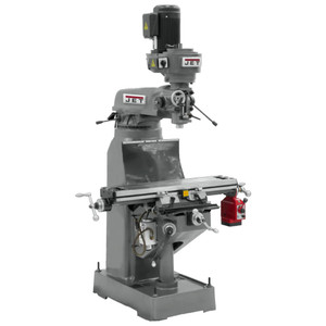 JET 9" x 42" Step Pulley Vertical Milling Machine JTM-1, 2 HP, 230V, 3-Phase, with 2-Axis Newall DP500 DRO, X & Y-Axis Powerfeeds - 692189