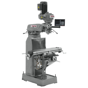 JET 8" x 36" Step Pulley Vertical Milling Machine JVM-836-1, 1.5 HP, 115/230V, 1-Phase, with 2-Axis Newall DP700 DRO - 691173