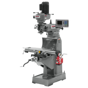 JET 8" x 36" Step Pulley Vertical Milling Machine JVM-836-3, 1.5 HP, 230V, 3-Phase, with 3-Axis (Knee) ACU-RITE 203 DRO, X & Y-Axis Powerfeeds - 690047