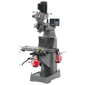 JET 8" x 36" Step Pulley Vertical Milling Machine JVM-836-3, 1.5 HP, 230V, 3-Phase, with 2-Axis Newall DP700 DRO, X & Y-Axis Powerfeeds - 691183