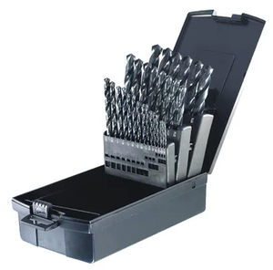 DRILLCO 29 Piece Black Oxide High Speed Steel Jobbers Length Drill Set, 1/16" to 1/2" by 64ths Size Range - 200A29 - 01-350-016