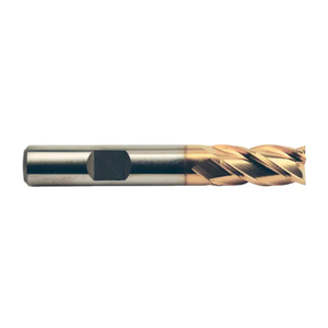 Weldon Tool M42 8% Cobalt TiN Coated 4 Flute Single End Mill, 15/32" Size, 3/8" Shank Diameter, 1" Length of Cut, 2-11/6" Overall Length
