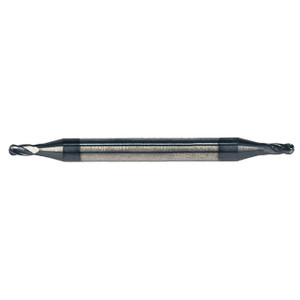 Rushmore USA 4 Flute Solid Carbide ALTiN Coated Ball Nose Double End Mill, 1/32" Size, 1/8" Shank Diameter, 1/16" Flute Length, 1-1/2" Overall Length