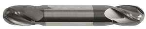 Rushmore USA 4 Flute Solid Carbide ALTiN Coated Ball Nose Double End Mill, 3/16" Size, 3/16" Shank Diameter, 5/16" Flute Length, 2" Overall Length