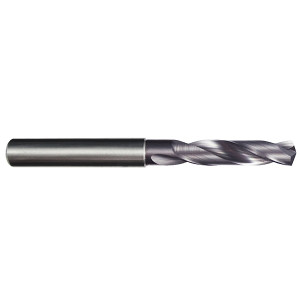 Rushmore USA Solid Carbide AlTiN 5XD Coolant Thru Jobbers Drill, #12 Size, 0.189" Decimal Size, 0.2362" Shank Diameter, 1.732" Flute Length, 3.22" Overall Length