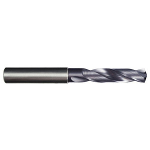 Rushmore USA Solid Carbide AlTiN 8XD Coolant Thru Drill, 19/64" Size, 0.2969" Decimal Size, 0.315" Shank Diameter 2.992" Flute Length, 4.48" Overall Length