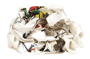 Precise Reclaimed White T-Shirt w/Print Rags, 25 lbs. - R-W6000-CTN