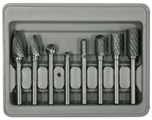 Astro Pneumatic 8pc. Double Cut Carbide Rotary Burr Set in Blow Molded Case - AO2181