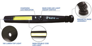 Astro Pneumatic 400 Lumen Rechargeable Handheld Light W/ Top - AO40HL