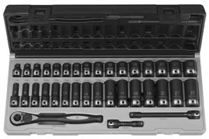 Grey Pneumatic 3/8" Drive 6 Point 35 Piece Metric Std & Deep Duo Skt Set - GY81635MRD