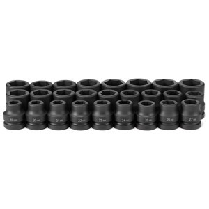 Grey Pneumatic 1" Drive 26 Piece Metric Set 19mm to 44mm - GY9026M