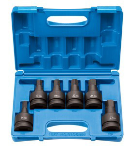 Grey Pneumatic 1" Drive 6 Piece Hex Driver Metric Set - GY9196MH