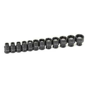 Grey Pneumatic 1/4" Drive 12 Piece Metric Magnetic Impact Socket Set - GY9712MG