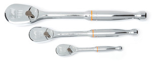 GEARWRENCH 3 Pc 1/4" 3/8" & 1/2" 90T Tooth Full Polish Ratchet Set - KD81206T