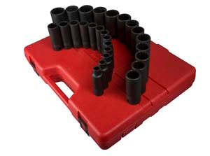 Sunex 1/2" Dr. 12 Pt. 26 Pc. Metric Deep Impact Socket Set - SU2827