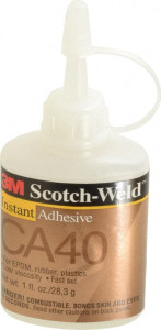 3M 1 oz Bottle Yellow Instant Adhesive Series CA40, 3 to 20 sec Fixture Time, 24 hr Full Cure Time, Bonds to Cardboard, Cork Board, Fabric, Fiberglass, Foam, Metal, Plastic, Rubber & Vinyl 7000000893 - 65861528