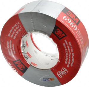 3M 55m x 2" x 10.7 mil Silver Polyethylene Film Duct Tape Rubber Adhesive, 32 Lb Tensile Strength, 200°F Max, Series 6969 7000001230 - 85223014