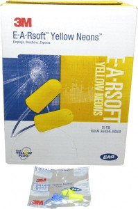 3M 200 Qty 1 Pack Disposable, Corded, 33 dB Earplugs Yellow, 200 Pairs 7000002306 - 08353179