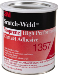 3M 1 Gal Can Light Yellow Contact Adhesive Series 1357, 30 min Working Time, Bonds to Polystyrene Foam Panels, Rubber, Vinyl Floor, Wall Lining & Flooring 7000046325 - 45846052