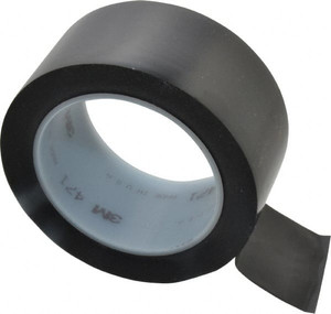 3M 2" Vinyl Floor & Egress Tape 5.2 mil, Black, Solid Color, General Traffic 7000048401 - 00093476