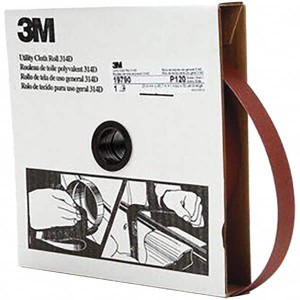 3M 1" x 50 Yd 120 Grit Aluminum Oxide Shop Roll Fine Grade, J Weighted Cloth Backing 7000118512 - 06363378