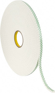 3M 1/2" x 18 Yd Acrylic Adhesive Double Sided Tape 1/4" Thick, Off-White, Urethane Foam Liner, Continuous Roll, Series 4004 7000122490 - 00188706 3M 1/2" x 18 Yd Acrylic Adhesive Double Sided Tape 1/4" Thick, Off-White, Urethane Foam Liner, Continuous Roll, Series 4004 7000122490 - 00188706