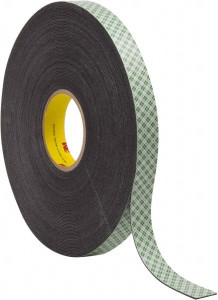 3M 1" x 36 Yd Acrylic Adhesive Double Sided Tape 1/16" Thick, Black, Urethane Foam Liner, Continuous Roll, Series 4056 7000123321 - 01548684