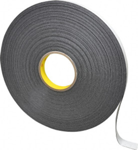 3M 3/4" x 72 Yd Rubber Adhesive Double Sided Tape 1/32" Thick, Black, Polyethylene Foam Liner, Continuous Roll, Series 4462B 7000123701 - 00188904