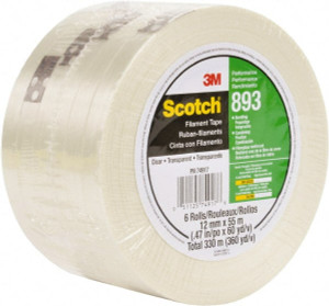 3M Filament & Strapping Tape, Type: Filament Tape, Color: Clear, Width (mm): 18.00, Length: 55.00, Thickness (mil): 6.0000, Tensile Strength: 300 (Pounds) 7000123805 - 53354130 3M Filament & Strapping Tape, Type: Filament Tape, Color: Clear, Width (mm): 18.00, Length: 55.00, Thickness (mil): 6.0000, Tensile Strength: 300 (Pounds) 7000123805 - 53354130