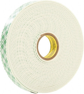 3M 1/2" x 5 Yd Acrylic Adhesive Double Sided Tape 0.04" Thick, Urethane Foam Liner, Series 4026W 7010313222 - 36478972