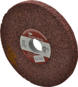3M 6" Diam, 1/2" Face Width, 1" Center Hole, Medium Grade, Aluminum Oxide Deburring Wheel Convolute, Medium Density 5 Grade, 6,000 RPM 7010329043 - 85140788