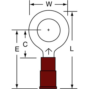 3M 22-18 AWG Partially Insulated Crimp Connection Circular Ring Terminal 5/16" Stud, Copper Contact 7010349237 - 88091962