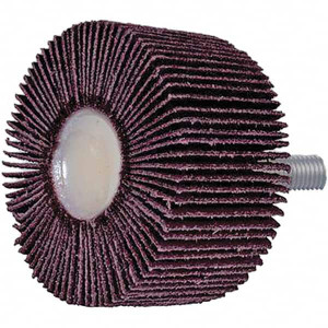 3M 2" Diam x 1" Face Width, Coarse Aluminum Oxide Coated Mounted Flap Wheel 1/4-20 Threaded Mount, 40 Grit, X Weighted Cloth Backing, 20,000 Max RPM 7010360557 - 09289059