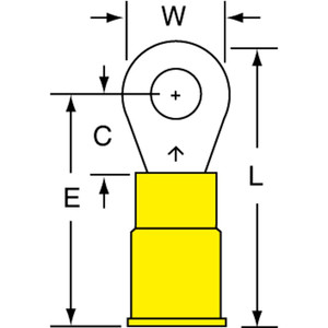 3M 12-10 AWG Partially Insulated Crimp Connection Circular Ring Terminal #8 Stud, Copper Contact 7010397385 - 88093919