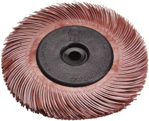 3M 9/16" Diam, 1/16" Max Face Width, Shank Radial Bristle Brush 220 Grit, Very Fine Grade, 30,000 Max RPM, Red 7100002321 - 92288125