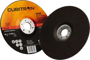 3M 36 Grit, 6" Wheel Diam, 1/8" Wheel Thickness, 7/8" Arbor Hole, Type 27 Depressed Center Wheel Ceramic, 10,200 Max RPM 7100019067 - 32760985